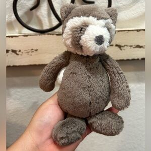 Jellycat Bashful Raccoon Plush Small Gray White 7” RARE Retired HTF Mini